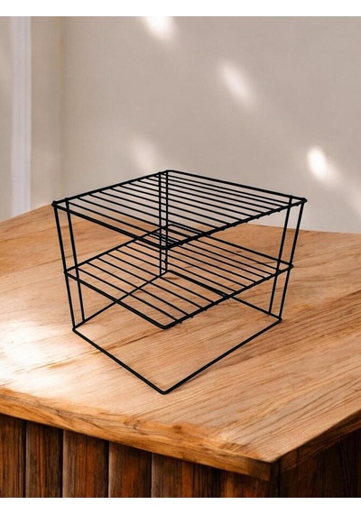 2 Katlı Dolap İçi Tabak Düzenleyici Metal Raf Metal 20 X 20 Siyah Tr Diğer