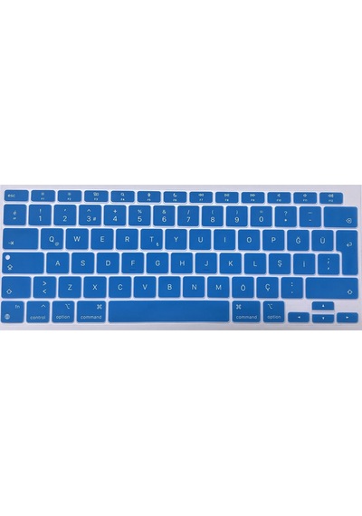 Arabulalaca Apple Uyumlu MacBook Air 13 İnç 2020 A2337 M1 Işlemcili Türkçe Q Silikon Klavye Koruyucu Mavi