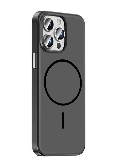 iPhone Uyumlu 14 Pro Max Kılıf Magsafe Şarj Özellikli Ultra İnce Mat Soft Lora Pc Kapak Siyah