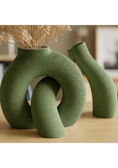3d Baskı Interlocking Vazo - İç İçe Geçen Dekoratif Vazo-yeşil Çok Renkli