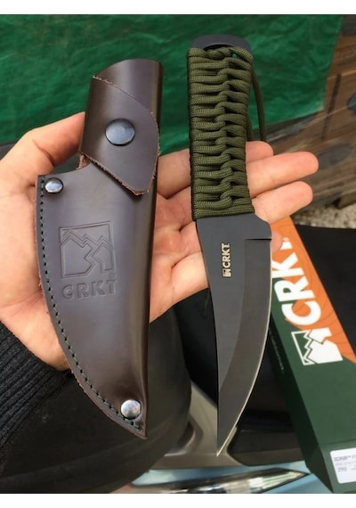 X Crkt Scrub Fixed Kamp Bıçak Kahverengi - Yeşil