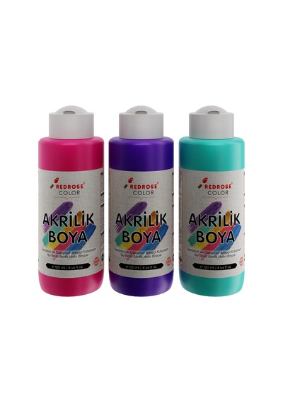 Lexroo Mor-fuşya-turkuaz Akrilik Boya 3'lü Set 3x120ml