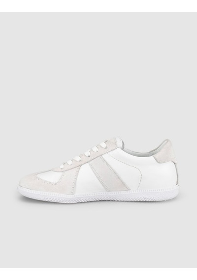 Kadın Beyaz Hakiki Deri Retro Şerit Detaylı Sneaker