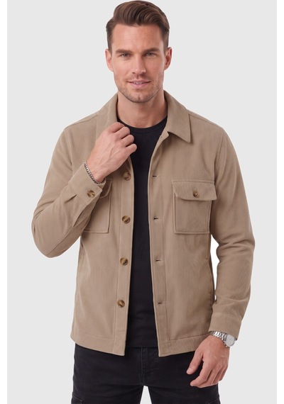 Rizzup Erkek Slim Fit Fitilli Kadife Vizon Ceket %100 Pamuk Düğmeli Cepli Astarsız 2701104