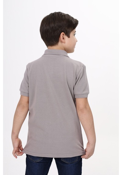 Toontoy Kids Toontoy Unisex Polo Yaka Düğmeli Uzun Kısa Tişört Kahverengi