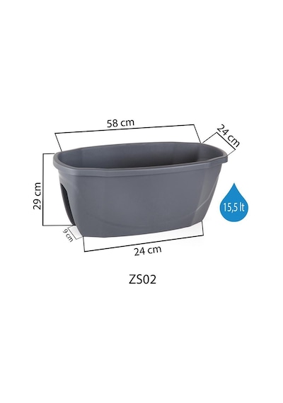 Serinova Zümrüt Küpeşte Balkon Saksısı 15.5 Lt 79496935