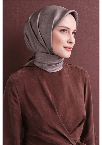 Armine İpek Eşarp 2027 Kış - 9601-34 Kahverengi Vizon Twill