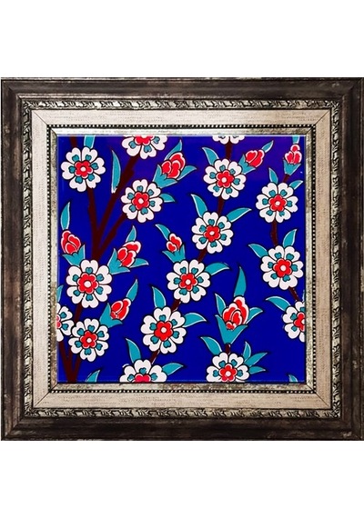 Armada Çini 20X20 Cm Ac 60 Kobalt Papatya Kütahya Çini Pano