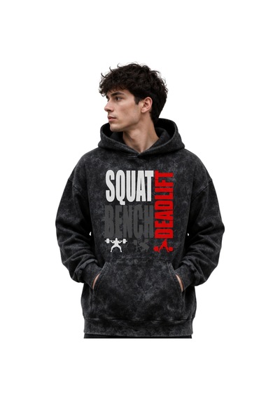 Sevbano Squat Bench Deadlift Fitness Bodybuilding Baskılı Unisex Oversize Siyah