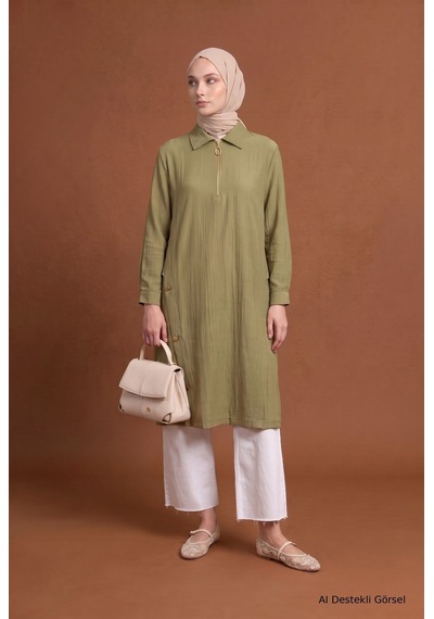 Armine Trend Fermuar Detaylı Yakalı Uzun Tunik Yan Düğme Detaylı Rahat Kesim Tesettür Tunik 111 Cm Boy Küf Yeşili 26yt447 Armine Trend Fermuar Detaylı Yakalı Uzun Tunik Yan Düğme Detaylı Rahat Kesim Tesettür Tunik 111 Cm Boy Küf Yeşili 26yt447