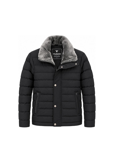 Yaman Slim Fit Erkek Yaka Kürklü Mont 7816 Siyah