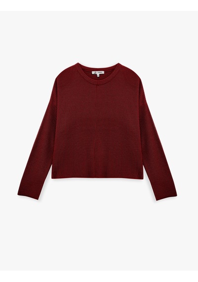 Koton Uzun Kollu Bisiklet Yaka Basic Triko Kazak Bordo 6wal90048ht Bordo