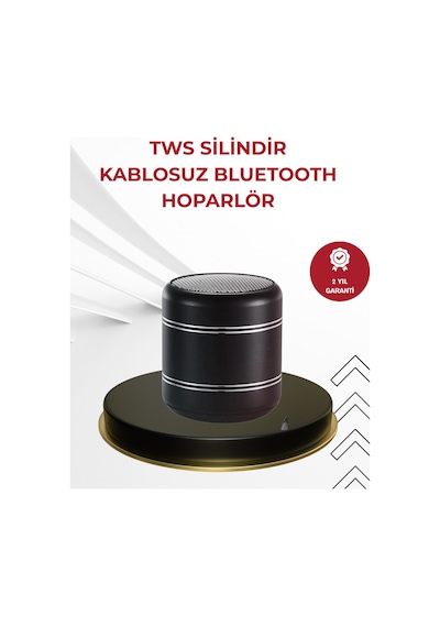 Kompakt Silindir Metal Bluetooth Hoparlör 400 Mah Uzun Pil Tws Destekli - Lisinya