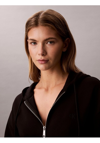 Calvin Klein Uzun Kollu Monogram Havlu Kumaş Kısa Rahat Kesim Kadın Siyah Sweatshirt Lv047f208g-ub1 Siyah