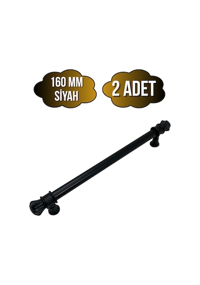 Nobel Akyaka Çizgili Siyah Metal Dolap Kulpu Mobilya Ve Mutfak Dolap Kulpu Siyah 160mm 2 Adet Siyah