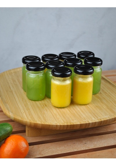 10 Adet Şeffaf Cam Shot Detoks Şişesi 67 Ml Sızdırmaz Siyah Metal Kapaklı Mini Kavanoz 67 Ml