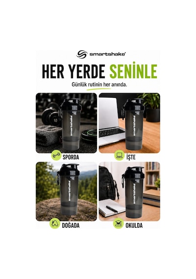 Smartshake Original2go One Serisi 800 Ml Siyah Protein Shaker