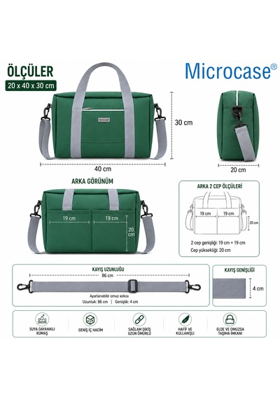 Microcase 4 Bölmeli Geniş Hacim Dayanıklı Seyahat Malzeme Çantası X Large Al7024 Siyah