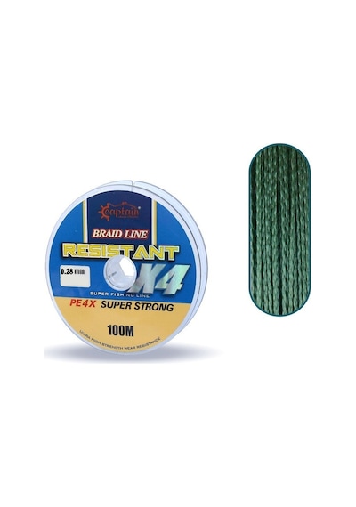 Captain Resistant PE 4 Kat İp Misina 100mt Yeşil 0.28 mm