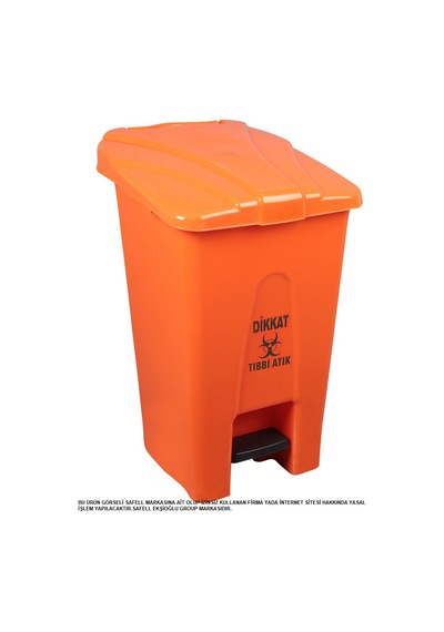 Safell Köşeli Pedallı Tıbbi Atık Çöp Kovası 70 Lt -Çöp Konteyneri N11.6279