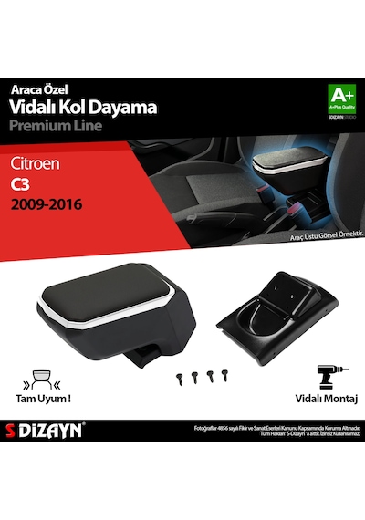 S-dizayn Citroen C3 Kol Dayama Kolçak Abs Vidalı Gri 2009-2016 A+kalite