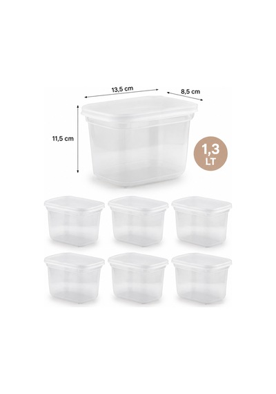 Porsima 4519 6'lı Set 1.3 Litre Şeffaf Erzak Saklama Kabı - Mutfak & Bakliyat Düzenleyici