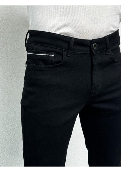 Hlt Jeans Erkek Siyah Şeritli Regular Fit Rahat Kesim Esnek Likralı Denim Jeans Kot Pantolon Hlthe001914 Bel 32 Boy 30