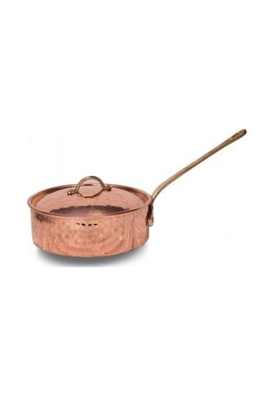 Turna Bakır Karnıyarık Tencere Tek Kulp 5 No 26 CM El Dövme