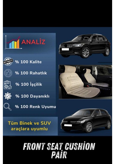 Sırt Dayamalı Araba Koltuk Minderi Ön İkili Set Bej