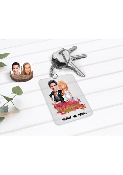 Kişiye Özel Sevgililer Günü Evleniyoruz Karikatürlü Şeffaf Pleksi N11.14105
