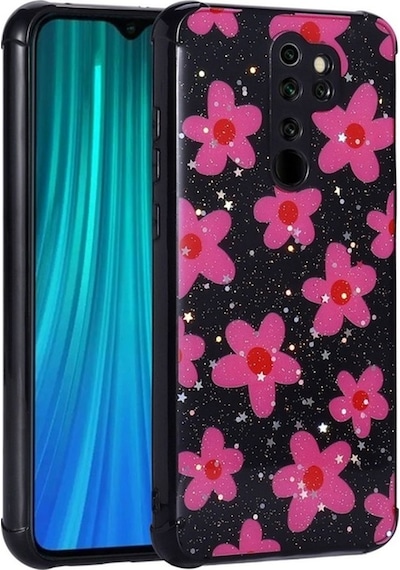 Xiaomi Redmi Note 8 Pro Kılıf Simli Desenli Kamera Korumalı Parlak Zore Popy Kapak Çiçek
