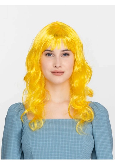 Sarı - 176 - Renk Uzun Dalgalı - Myceshop - Parti Peruğu