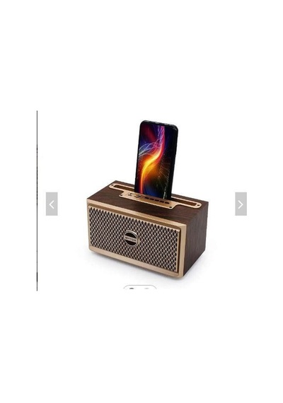 Ahşap 10w Telefon Standlı Süper Baslı Bluetooth Hoparlör Kahve Rengi - 622847007
