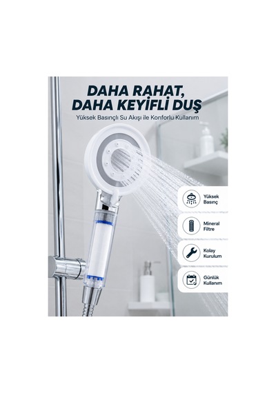 Yüksek Basınçlı Filtreli Duş Başlığı Mineral Filtreli Su Tasarruflu El Duşu Belirtilmemiş