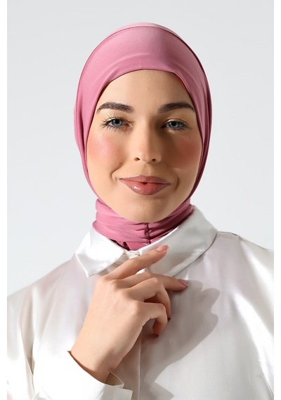 Kadın Çıtçıtlı Bağlamalı Tesettür Hazır Pratik Şal Pembe
