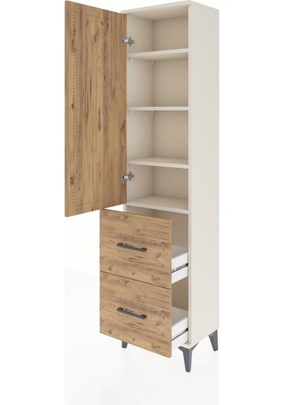 Arges Dolap 4 Raflı 2 Çekmeceli Tek Kapaklı 44x30x182 Aytaşı-çam Aytaşı