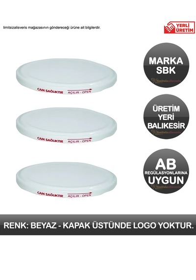 25 Adet 82 Mm Beyaz Konserve Kapağı Silikonlu 660 Ml Uyumlu Kavanoz Kapak Logosuz 1000 Ml Uyumlu