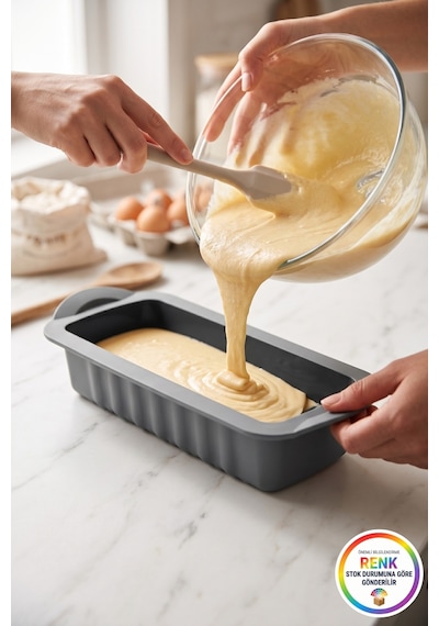 Silikon Baton Kek Kalıbı Kulplu Yapışmaz Kolay Çıkan Ekmek Kek Pasta Kalıbı 28x11x6 Cm Çok Renkli