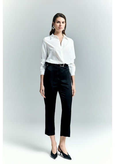 Lisa Saten Duble Paça Pantolon - Siyah-137242 siyah