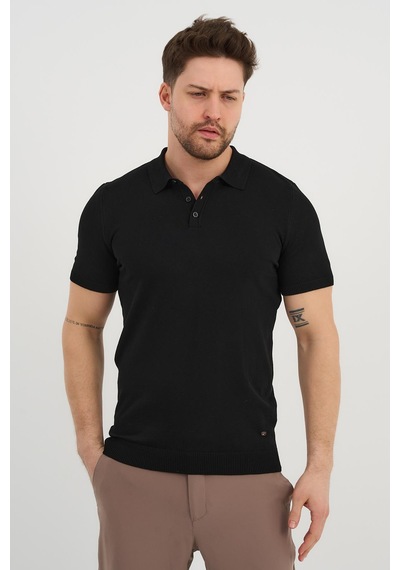 Alexander Gardi Alexandergardı Polo Yaka Düğmeli Triko T-shirt 50024 Siyah