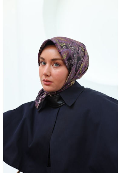 Silk Home Twill İpek Eşarp 11455-16 Siyah, Gümüş, Funda Pembe, Sarı