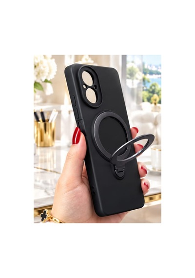 Realme C67 İle Uyumlu 360 Derece Dönebilen Kalın Metal Magsafe Halka Stantlı İçi Kadife Korumalı Ultra Lüx Premium Silikon Kılıf Siyah Realme C67 İle Uyumlu 360 Derece Dönebilen Kalın Metal Magsafe Halka Stantlı İçi Kadife Korumalı Ultra Lüx Premium Silikon Kılıf Siyah