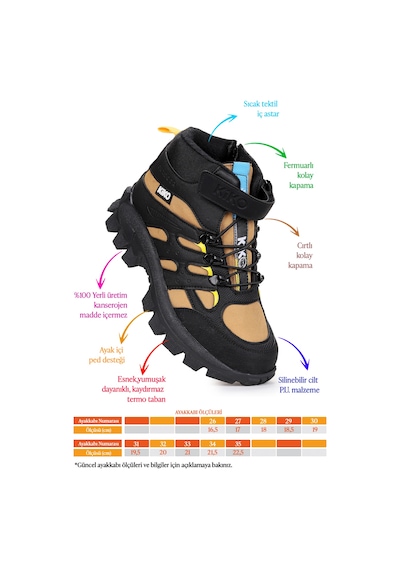 Kiko Kids Sumy Termo Taban Cırtlı Erkek Çocuk Spor Bot Ayakkabı Camel Camel