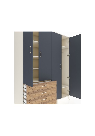 Kronos Gardrop 6 Raflı 4 Çekmeceli Tek Askılı 176x59x221 Aytaşı-antrasit/çam Antrasit/çam Kronos Gardrop 6 Raflı 4 Çekmeceli Tek Askılı 176x59x221 Aytaşı-antrasit/çam Antrasit/çam
