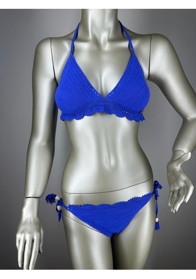 İvita Koyu Mavi Dantel Detaylı Çok Tarz El Yapımı Tığ Örgüsü Bikini
