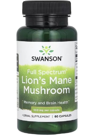 Swanson Full Lions Mane Mushroom 500 Mg 60 Capsules Usa Menşeii Dmmedicineden