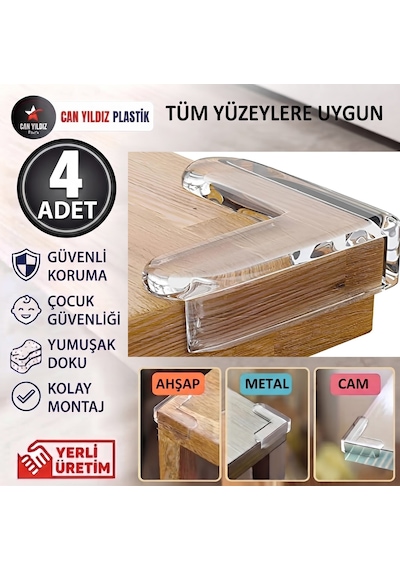 Şeffaf Yapışkanlı Kenar Ve Köşe Koruyucu Çocuk Kenar Köşe Koruma 4 Adet