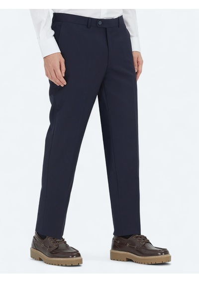 Kip Lacivert Düz Dokuma Fitted Fit Klasik Yün Karışımlı Pantolon Pant-452