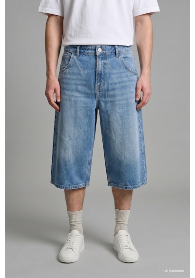 Defacto %100 Pamuk Super Baggy Fıt Mavi Bermuda Jean Şort I3952ax26hsnm28 Mavi-nm28