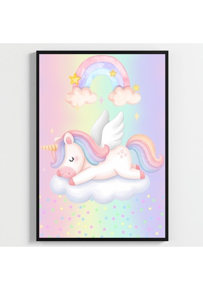 Besay Masal Dünyası Unicorn Çocuk Odası Posteri Dekoratif 3lü Set A4 Çerçevesiz